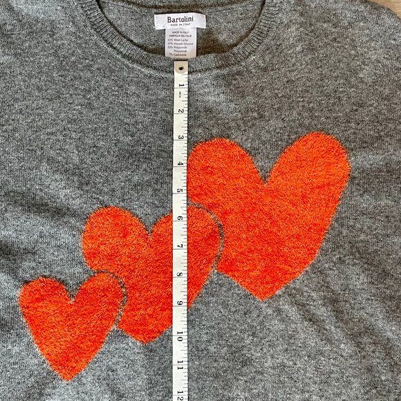 Bartolini Cashmere/Wool Blend Sweater with Orange Hearts - Picture 13 of 14